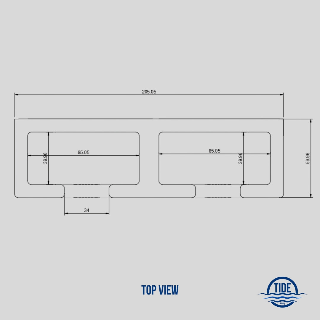 Double upright measurements for mounting and fit.  Each side of double racks made a little wider than the stand alone single to allow room for reels on guns. 