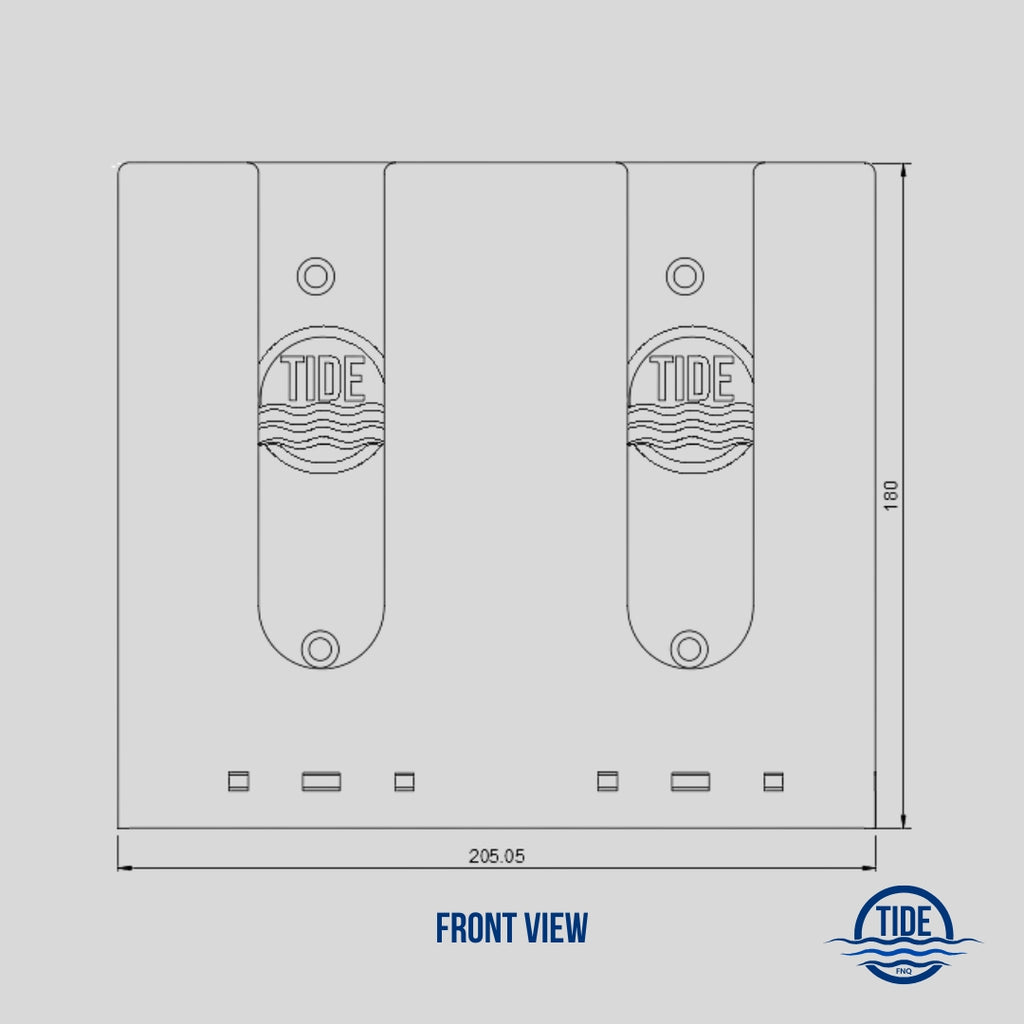 Double upright measurements for mounting and fit.  Each side of double racks made a little wider than the stand alone single to allow room for reels on guns. 