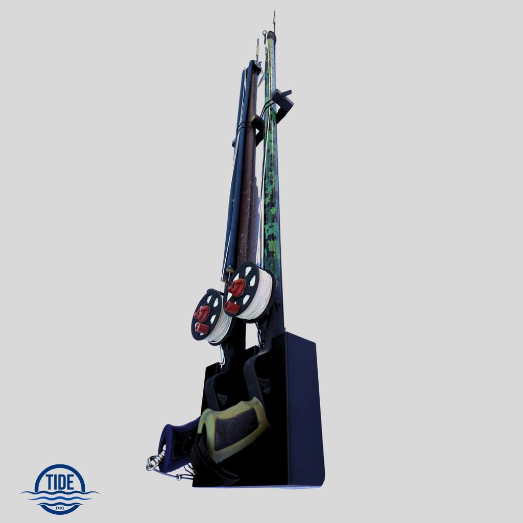 Vertical double speargun holder for boats upright UV stable