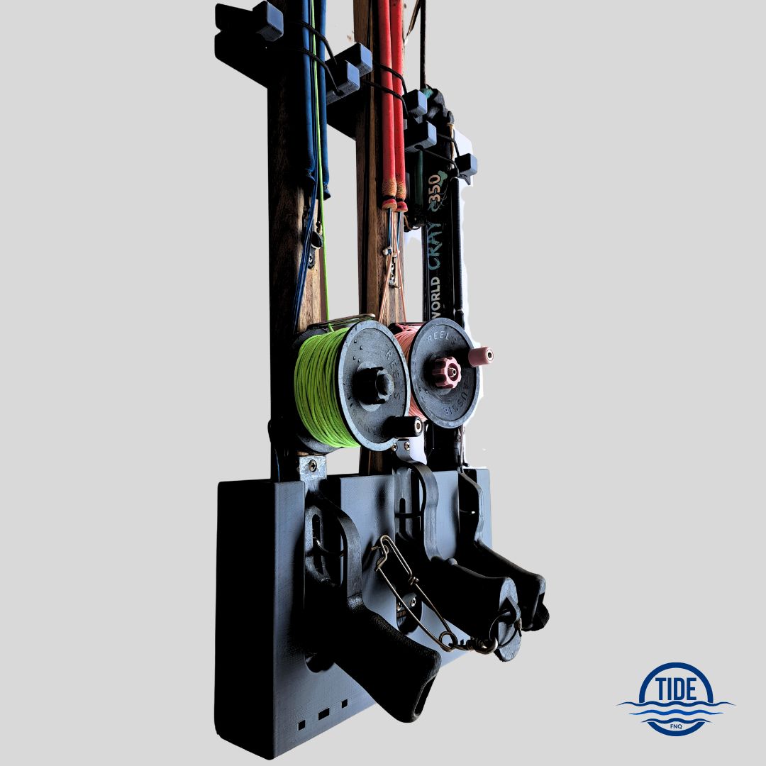 Triple Upright Speargun Rack – Stealth Black - Marine-Grade, UV-Resistant with Carbon Fibre Tabs