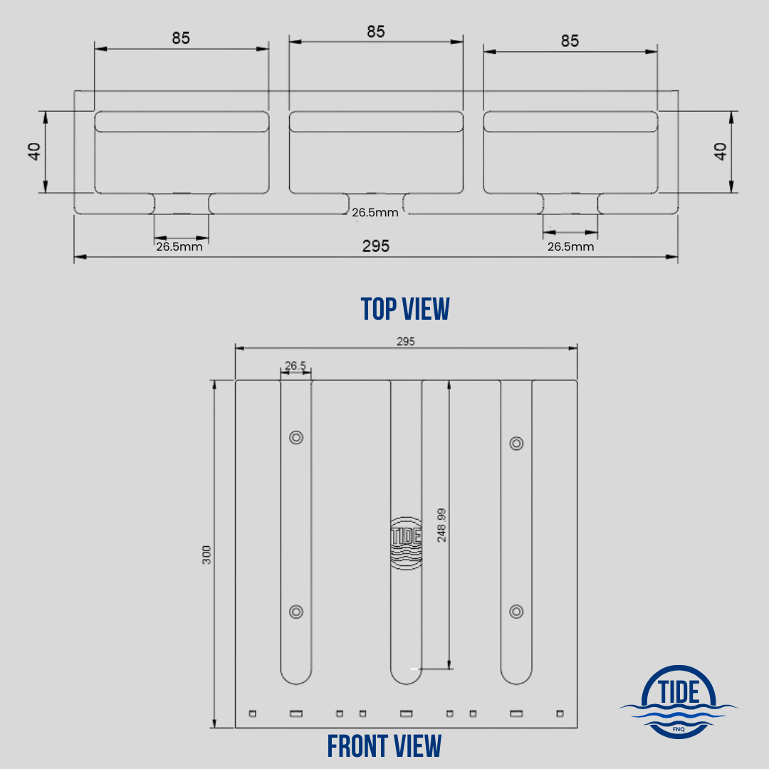 Slim Fit Standalone Triple Upright Speargun Rack – Marine-Grade, UV-Resistant