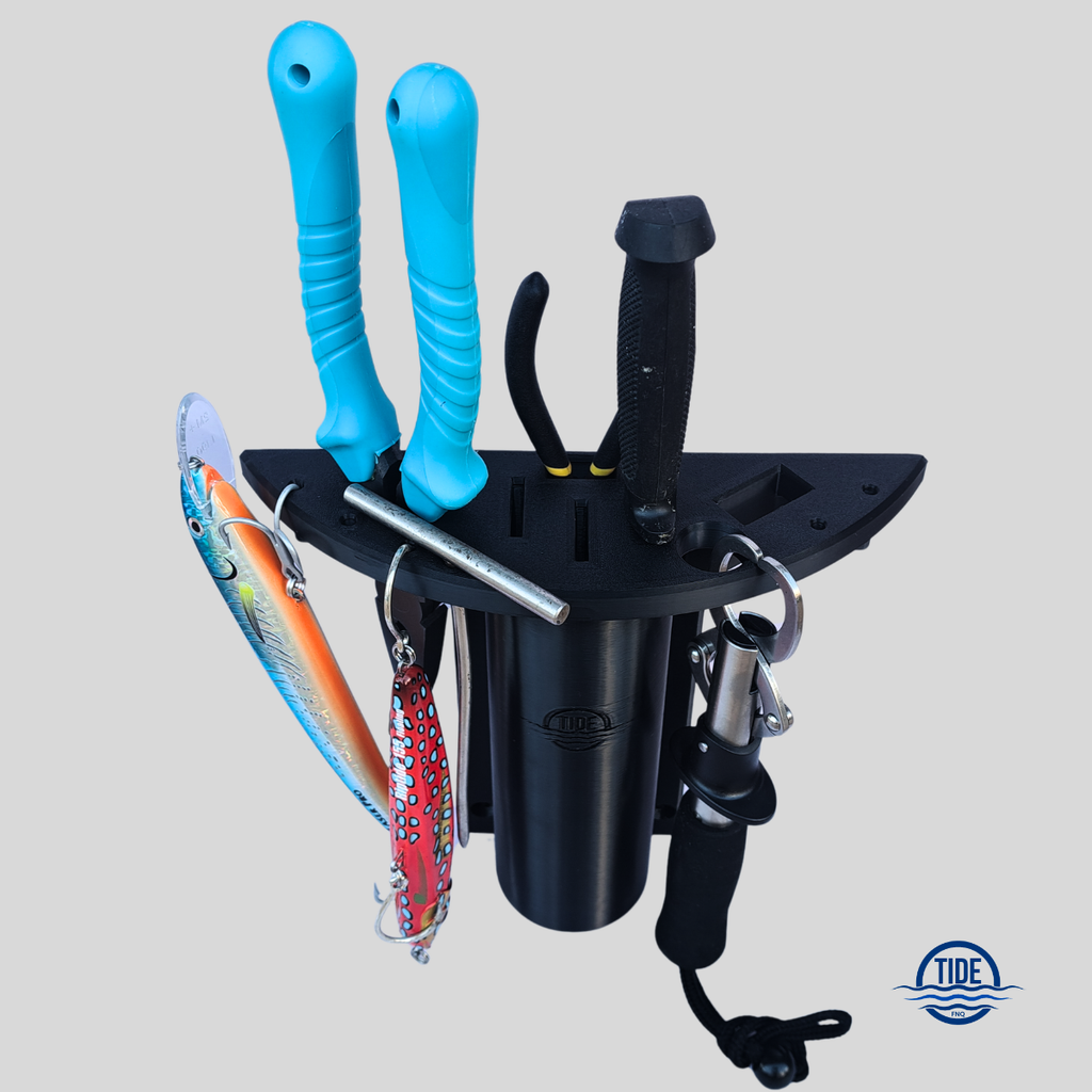 Extended Fishing Tool Station – Knife & Plier Block | Marine-Grade Boat Storage