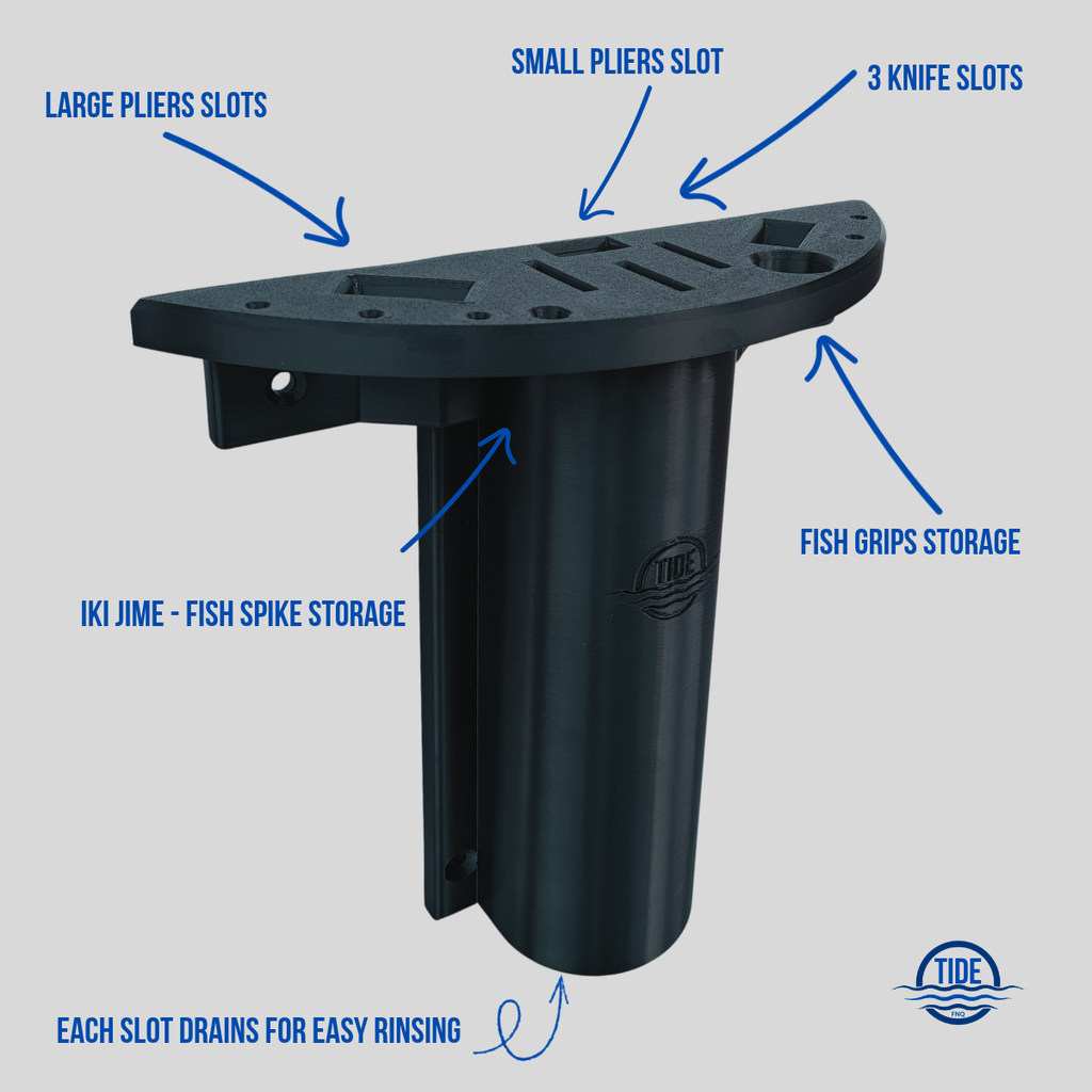 Extended Fishing Tool Station – Knife & Plier Block | Marine-Grade Boat Storage