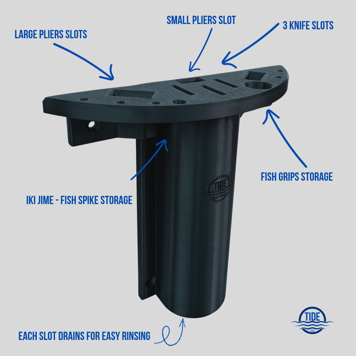 Extended Fishing Tool Station – Knife & Plier Block | Marine-Grade Boat Storage