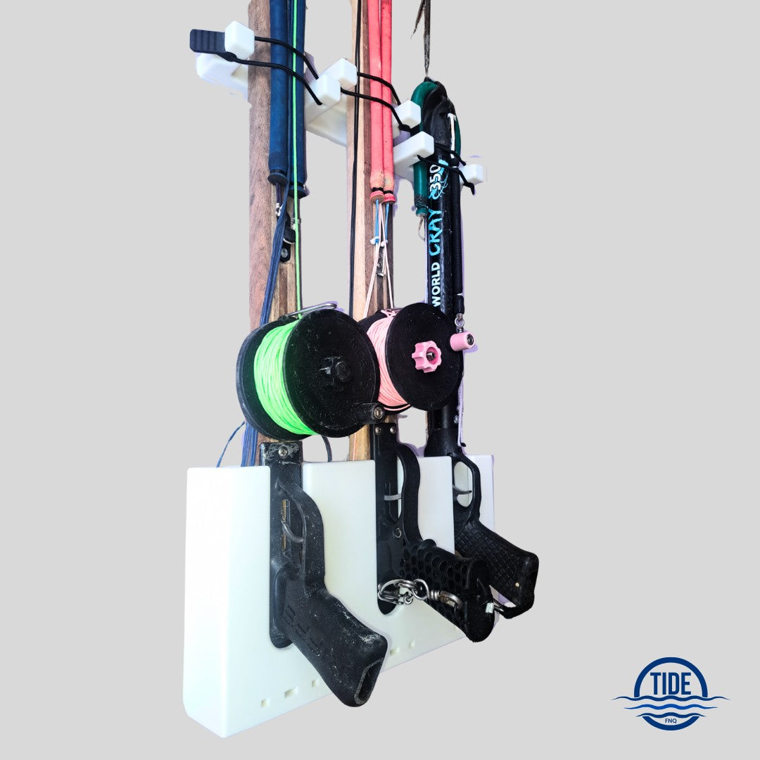 Triple Upright Speargun Rack - Marine Grade ASA build